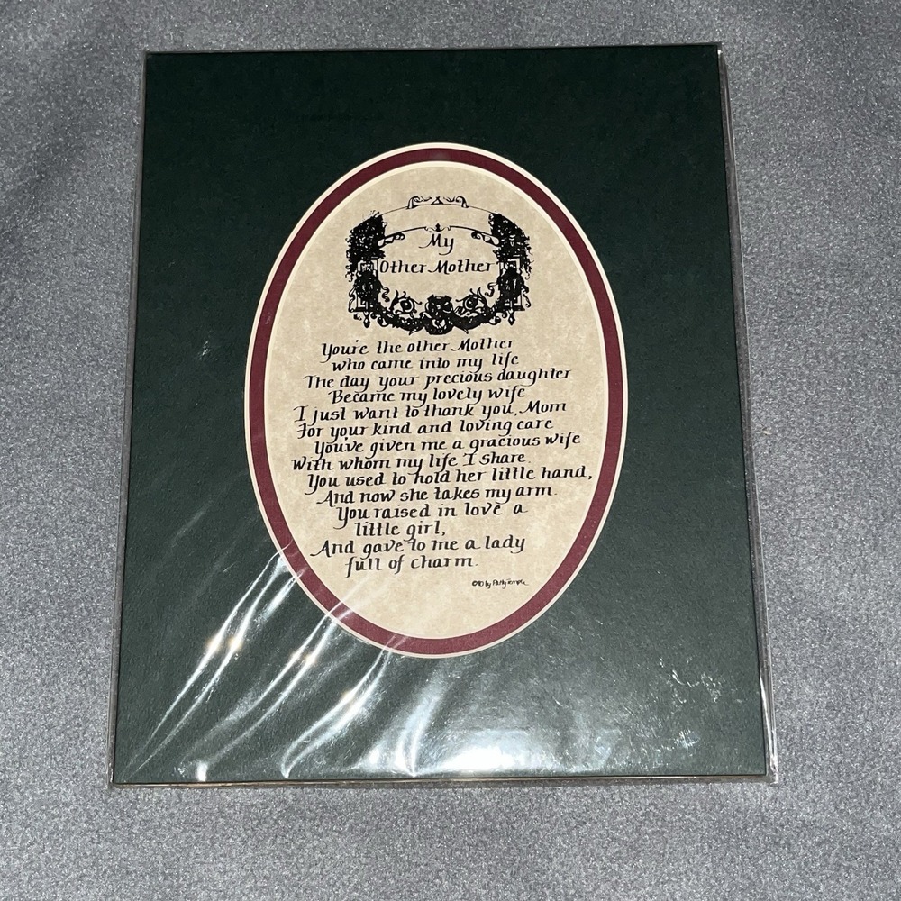 Vintage Calligraphy 8"x10" Wall Hanging To My Other Mother On Grooms Wedding Day